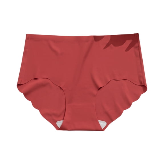 WULMLEO Women's Solid Color Sexy Soft Panties Breathable Ice Silk Tummy Control Underwear Eversoft No Show Underpants Cheeky Red M