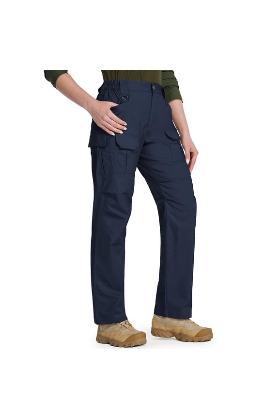Women's Stretch Tactical Pants Water Resistant Ripstop Cargo Work Bottoms Outdoor Lightweight Hiking Tousers Navy L