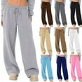 thumbnail image 1 of WULMLEO Women's Sweatpants Wide Leg Fleece Lined Sweat Pants Spring Winter Clothes 2026 Baggy Drawstring Joggers with Pockets Light Gray S, 1 of 7