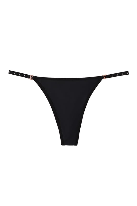 Women's Thong Bottom Brazilian Cheeky Swimsuits Bottoms Black M