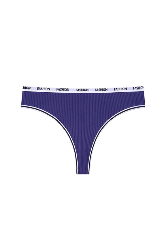 Women’s Thong Pantie – 1 Pack Breathable Underwear Yoga Fitness Sport Bikini Panty Comfortable Sexy Letter Print Lingerie Navy S