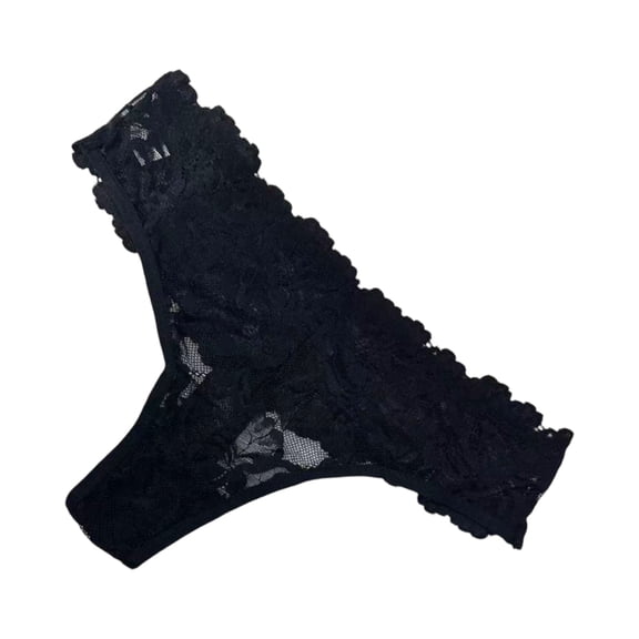 WULMLEO Women's Thong Underwear - 1 Pack Microfiber Stretch Lace Panties Soft & Sexy Lingerie for Wome Black M