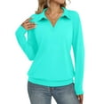 thumbnail image 1 of WULMLEO Women’s Wool Blend Collared Fall Pullover Sweaters Business Casual Outfits 2025 Cyan L, 1 of 4