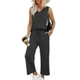 thumbnail image 1 of WULMLEO Womens 2 Piece Sets Tank Tops and Pants Summer Travel Matching Outfits Cool V-Neck Sleeveless Lounge Sets Black 2XL, 1 of 6