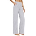 thumbnail image 1 of WULMLEO Womens Cotton Linen Pants Petite 2026 Summer Lightweight High Waist Straight Leg Solid Beach Lounge Trousers Gray L, 1 of 9