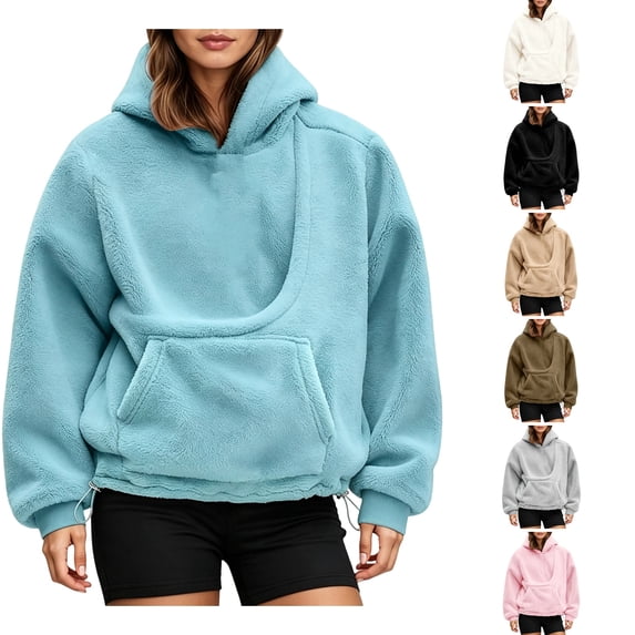 WULMLEO Womens Cuddle Pouch Hoodie for Small Pet Fleece Hoodie with Pouch Blue 2XL