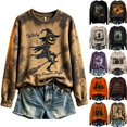 thumbnail image 1 of WULMLEO Womens Halloween Witch Black Cat Graphic Pullover Sweatshirt Long Sleeve Crew Neck Tops Earthy Yellow S, 1 of 5