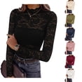thumbnail image 1 of WULMLEO Womens Lace Long Sleeve Tops Sheer Mesh Blouse Black M, 1 of 7