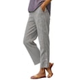 thumbnail image 1 of WULMLEO Womens Linen Pants Elastic Waist Straight Leg Petite Beach Pant Summer Lightweight Casual Lounge Trousers Black S, 1 of 5