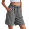 thumbnail image 1 of WULMLEO Womens Long Sweat Shorts Casual Summer Bermuda Loose Lounge Workout Athletic Shorts with Pockets Dark Gray 2XL, 1 of 7