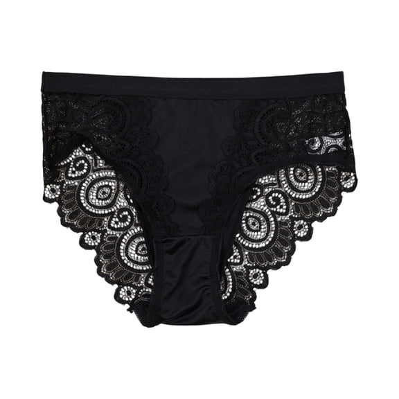 WULMLEO Womens Panties Sexy Lace Hem Briefs Underwear Slim Fit High Waisted Underwear Flowy Seamless Pantie Lightweight Bikini Black L