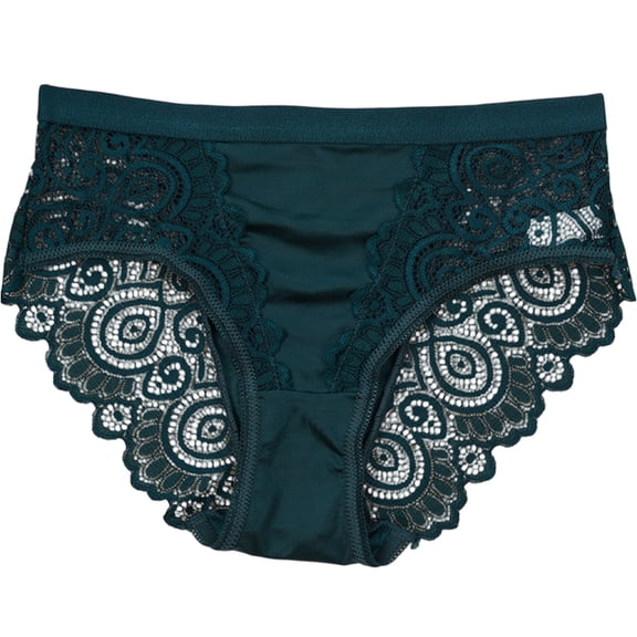 WULMLEO Womens Panties Sexy Lace Hem Briefs Underwear Slim Fit High Waisted Underwear Flowy Seamless Pantie Lightweight Bikini Dark Green M
