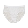 thumbnail image 1 of WULMLEO Womens Panties Sexy Lace Hem Briefs Underwear Slim Fit High Waisted Underwear Flowy Seamless Pantie Lightweight Bikini White L, 1 of 3