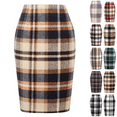 thumbnail image 1 of WULMLEO Womens Plaid Pencil Skirt Fall Winter High Waisted Slit Bodycon Knee Length Midi Skirt Brown XL, 1 of 4