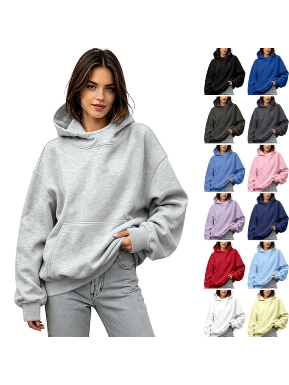 Womens Plain Hoodies Oversized Airplane Mode Travel Hoodie With Pockets Fall Winter Y2k Clothes Light Gray S