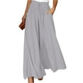 thumbnail image 1 of WULMLEO Womens Plus Size Wide Leg Pants Casual Elastic High Waist Flowy Pants Drawstring Palazzo Pants with Pockets Gray XL, 1 of 6