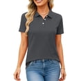 thumbnail image 1 of WULMLEO Womens Polo Shirts Cotton Short Sleeve 3-Button Collared Tops Summer Shirt Uniform Casual Shirts Business Golf Lounge Tees Gray 2XL, 1 of 5
