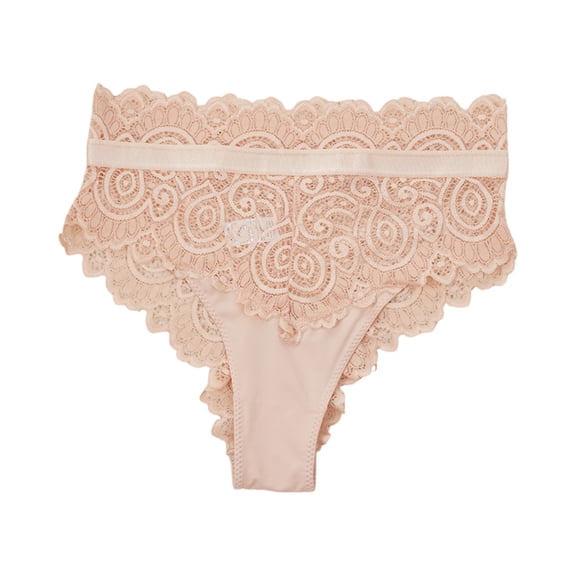 WULMLEO Womens Sexy Thongs Lace Panties Underwear Low Rise Plus Size Underpants Beige L