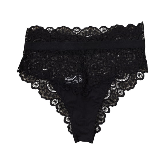 WULMLEO Womens Sexy Thongs Lace Panties Underwear Low Rise Plus Size Underpants Black M