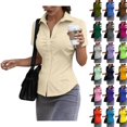 thumbnail image 1 of WULMLEO Womens Stain Shield Dress Shirts Wrinkle Free Short Sleeve Solid Tops Button Down Blouses Khaki Polyester, 1 of 6