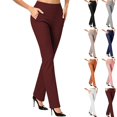thumbnail image 1 of WULMLEO Womens Straight Leg Work Pants High Waist Stretch Office Slacks Business Casual Trousers Wine M, 1 of 9