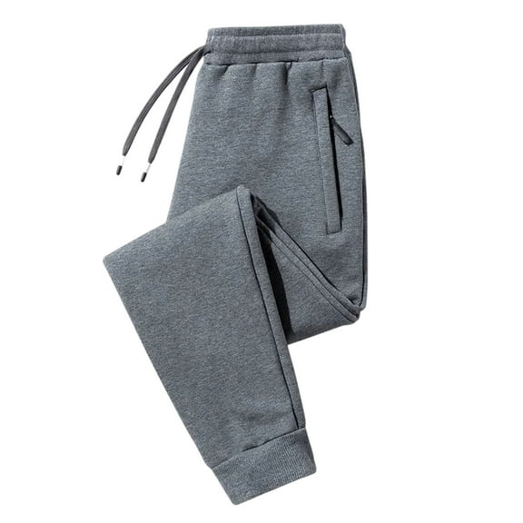 WULMLEO Womens Sweatpants Winter Fleece Lined Thermal Jogger Pants Drawstring with Zipper Pockets Lightweight Athletic Pants Light Gray L