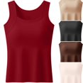 thumbnail image 1 of WULMLEO Womens Tank Tops Seamless Wide Strap Sleeveless Tees Solid Soft Vacation Top Casual Lounge Lightweight Underwear with Built-In Bra Pads Red 4XL, 1 of 10
