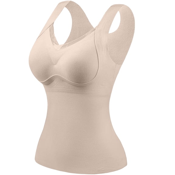 WULMLEO Womens Thermal Tank Tops Built in Bra Warm Underwear High Stretch Sleeveless Camisoles Comfy Soft Base Layer Vest Complexion 42