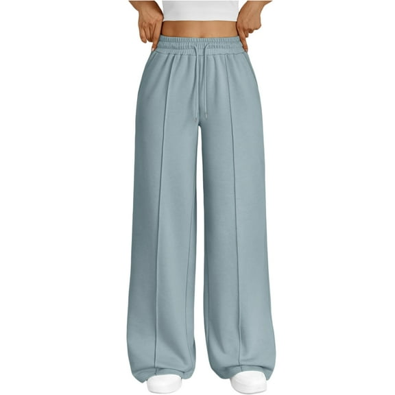 WULMLEO Womens Wide Leg Sweatpants Baggy Loose Fall Barrel Casual Lounge Athletic Pants Comfy Teen Girl Cute y2k Joggers Sky Blue XS