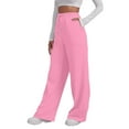thumbnail image 1 of WULMLEO Womens Wide Leg Sweatpants Cozy Fleece Boyfriend Casual Jogger Pants Baggy Elastic High Waisted Yoga Pants with Pockets Pink M, 1 of 6