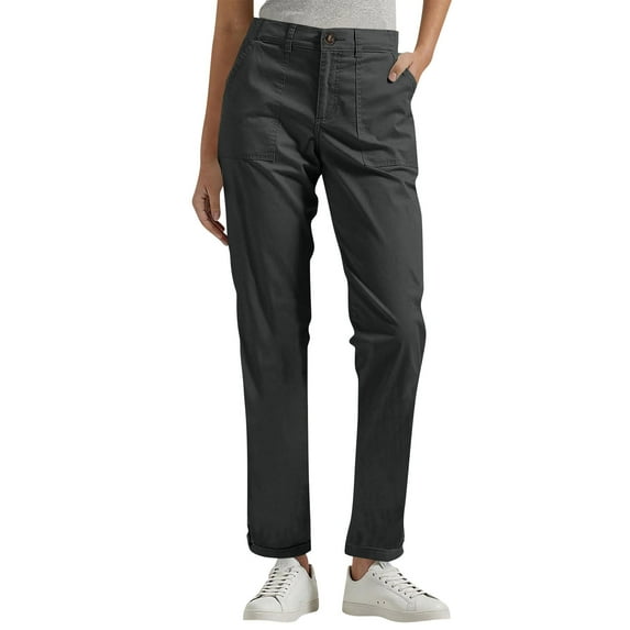 WULMLEO Work Pants Women Dressy Casual Plus Size Wide Leg Cargo Khakis High Waist Straight Twill Chino Slacks Ankle Pants Black XL