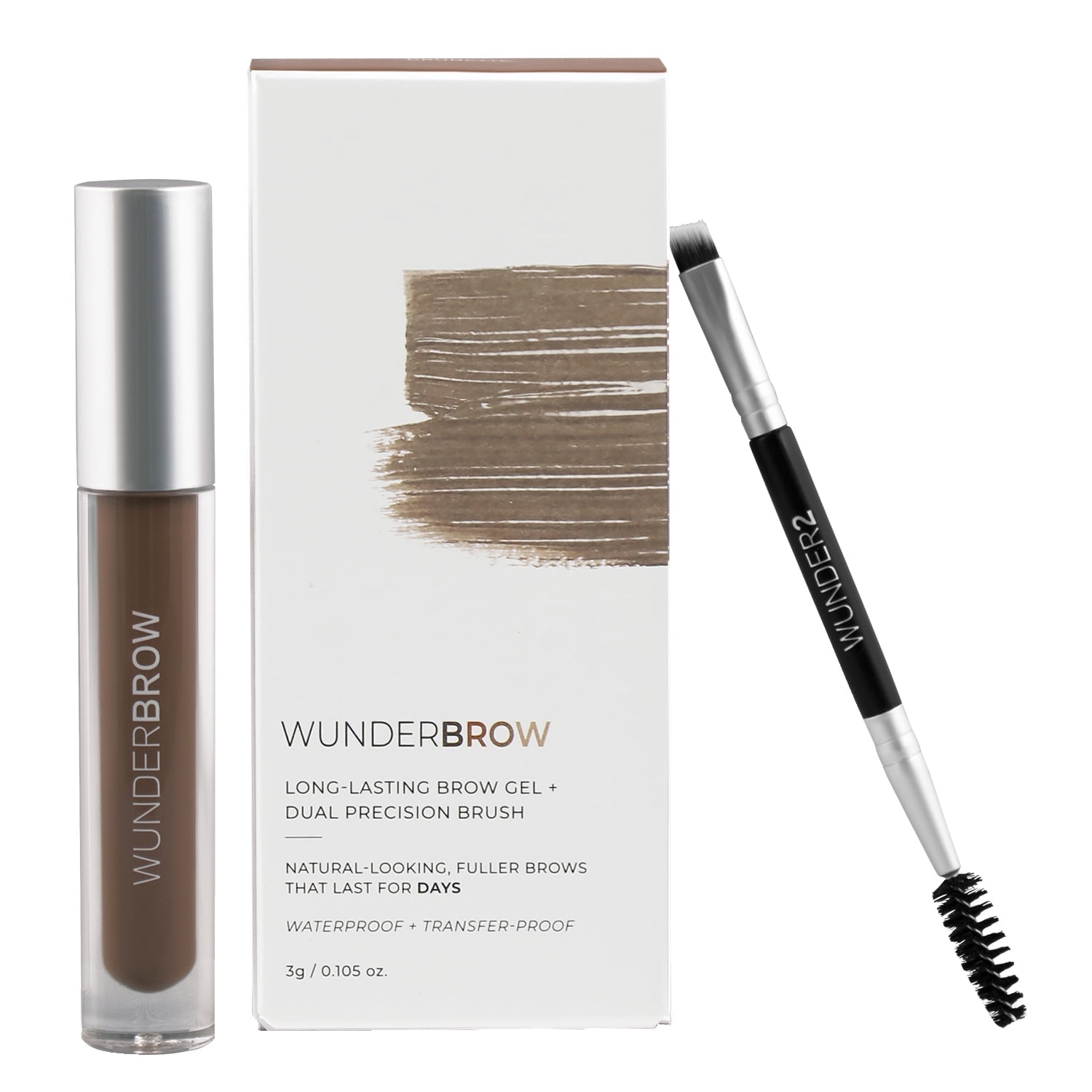 WUNDER2 Wunderbrow Waterproof Eyebrow Gel, Brunette, Vegan and Cruelty-Free