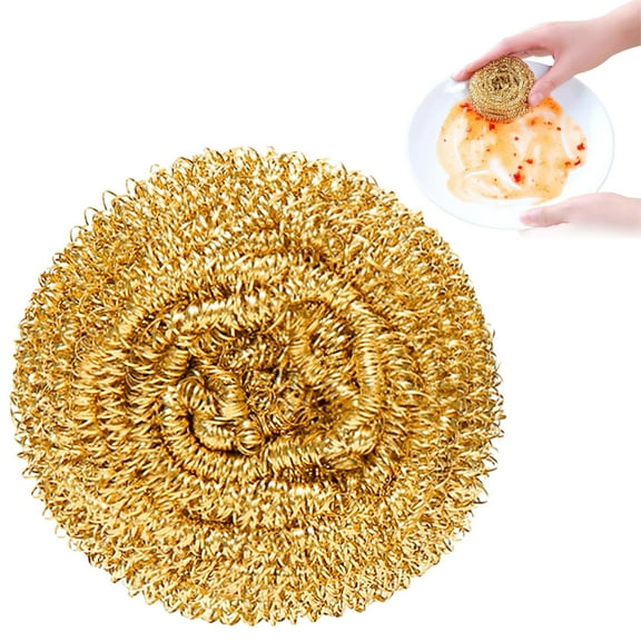 WUNTIN Cleaning Brush,Copper Sponge Copper Sponge For Kitchen Copper Scraper Kitchen Cleaning Tools For Cleaning Nozzle And Slag Of Quality(Gold)