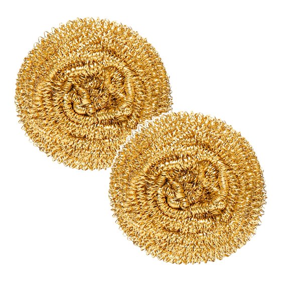 WUNTIN Cleaning Brush,Copper Sponge Copper Sponge For Kitchen Copper Scraper Kitchen Cleaning Tools For Cleaning Nozzle And Slag Of Quality(Gold) 2PCS