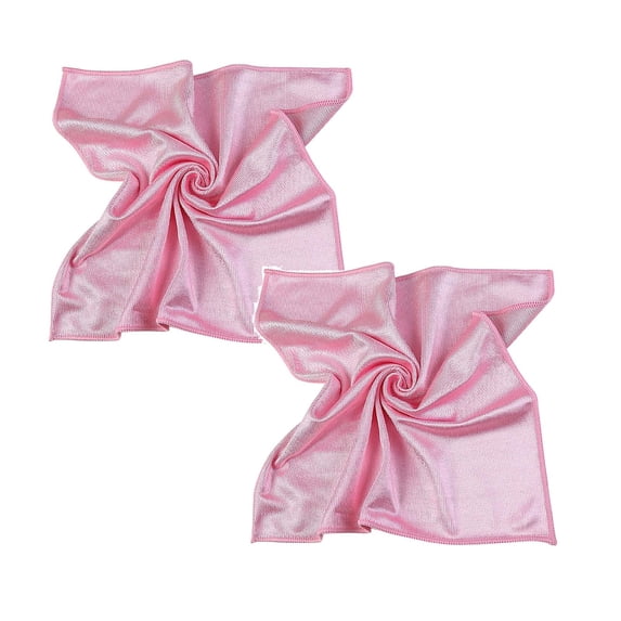 WUNTIN Cleaning Wipes,Microfiber Glass Cleaning Cloths A Piece Of(30 X 30cm) Streak Lint Quickly Clean Windshields And Stainless(Pink) 2PCS