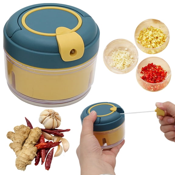 WUNTIN Vegetable Cutter,3.5" Portable Garlic Mincer Onion Cutter Manual Processor Vegetable Chopper Pull Chopper With String Chopper Vegetable Cutter For Veggies Herbs Vegetable Chopper
