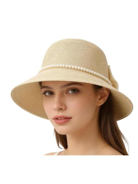 Beach Hats for Women Sun Straw Hat Wide Brim UPF 50+ UV Sun Protection Sun Hat Foldable Floppy Sun Hat