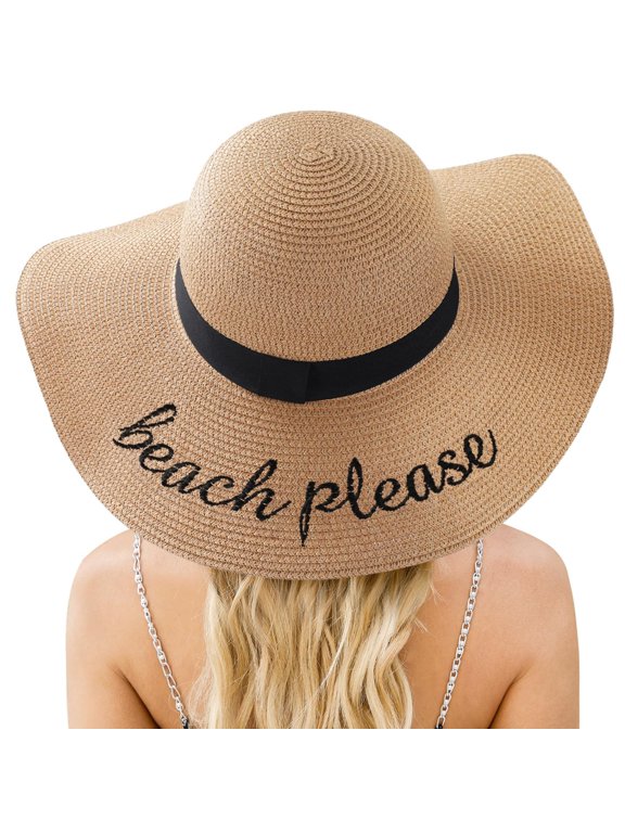 Beach Sun Hats for Women, Straw Hat for Women, Womens Sun Hat UPF 50+ UV Protection, Summer Hats Packable Foldable