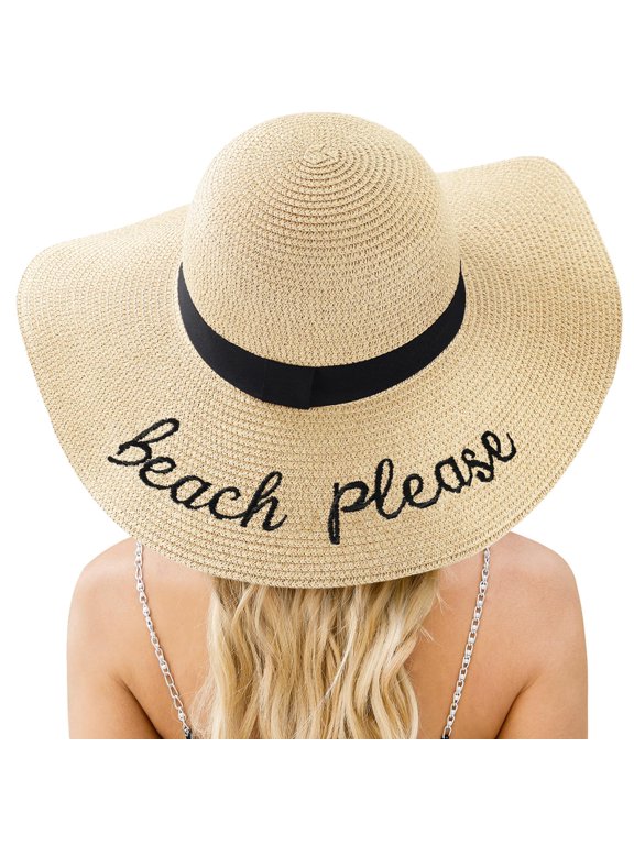 Beach Sun Hats for Women, Straw Hat for Women, Womens Sun Hat UPF 50+ UV Protection, Summer Hats Packable Foldable