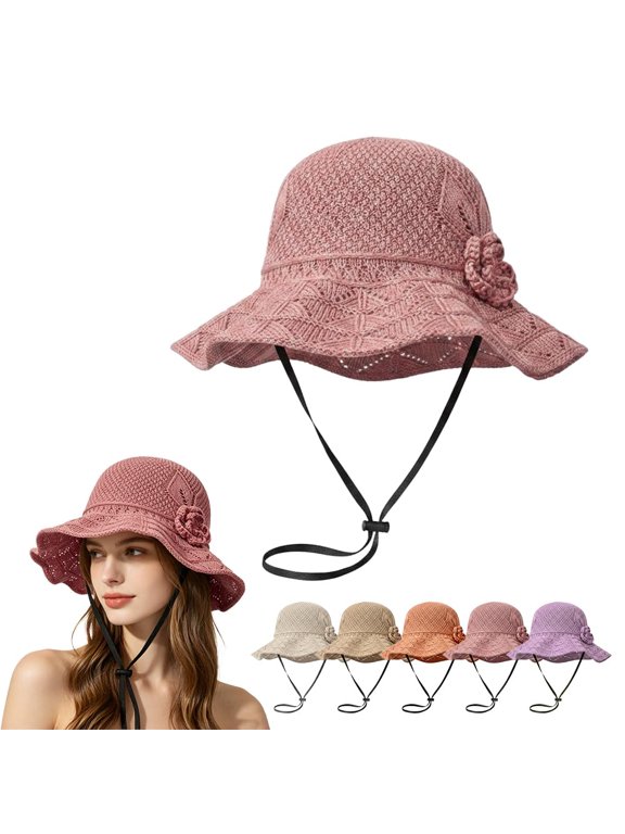 Elegant Woven Straw Sun Hat, 2026 New Straw Hats for Women, Womens Sun Hat Packable Travel Bucket Hats
