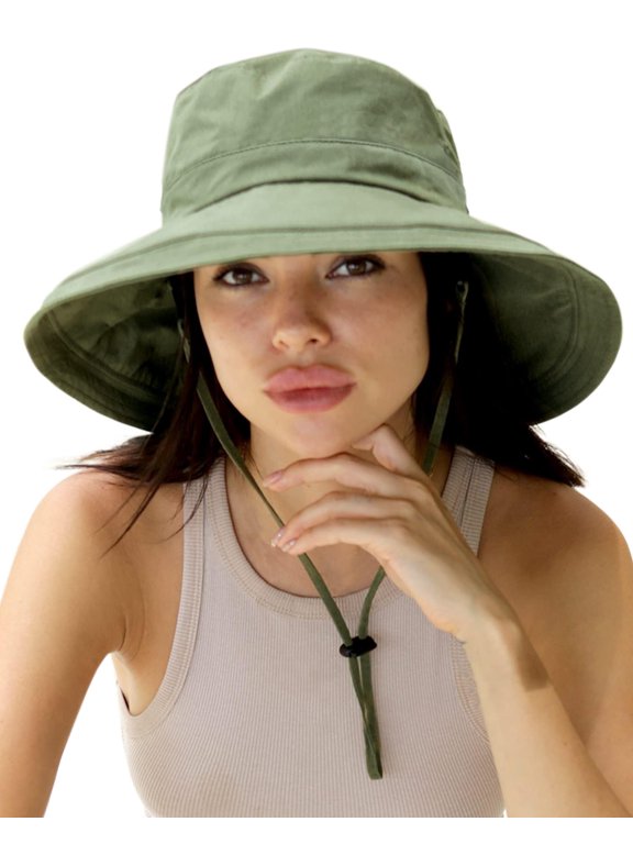 Sun Hats for Women Gardening Hat Wide Brim Ponytail Beach Sun Protection Breathable Cotton Summer Hat with Fold-Up Brim