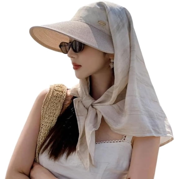 WUODHTW Sun Hats for Women Sun Protection Wide Brim Shawl with Neck Flap Hiking Visor Hat Outdoor UV Summer Beach hat