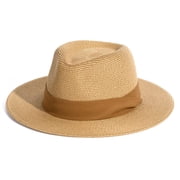 WUODHTW Womens Mens Wide Brim Straw Panama Hat Fedora Summer Beach Sun Hats UPF Straw Hat for Women