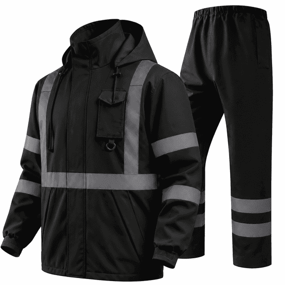 WUPLE High Visibility Class 3 Safety Rain Gear for Men Waterproof, Hi Vis Reflective Safety Rain Suit