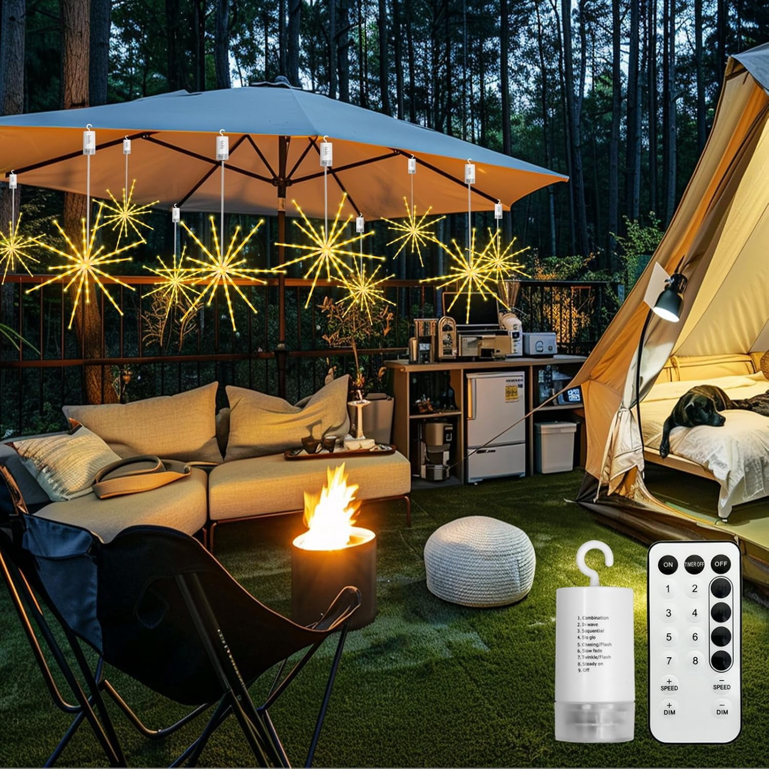 Led Starburst WUQUAN-Hanging Starburst Light,112 LED Firework Fairy Starburst String ...