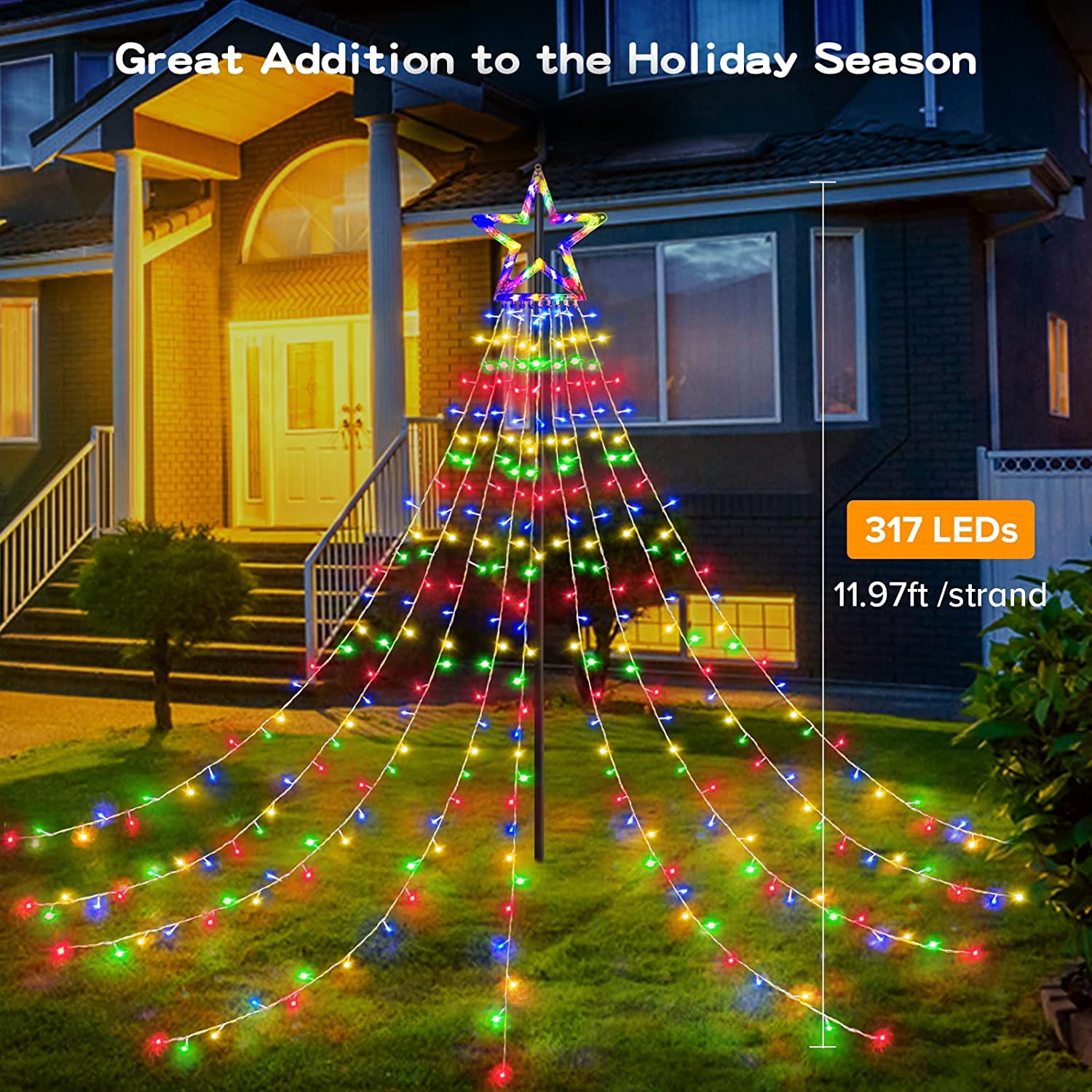 WUQUAN-Outdoor Christmas Decorations 317 LEDs Christmas Lights with 9