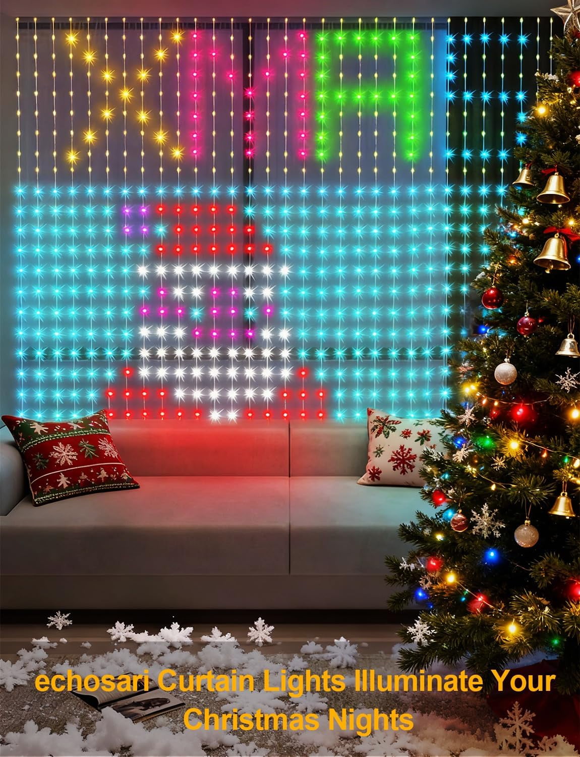WUQUAN-Smart Curtain Lights Plug in, 400 LED Curtain Lights with App ...