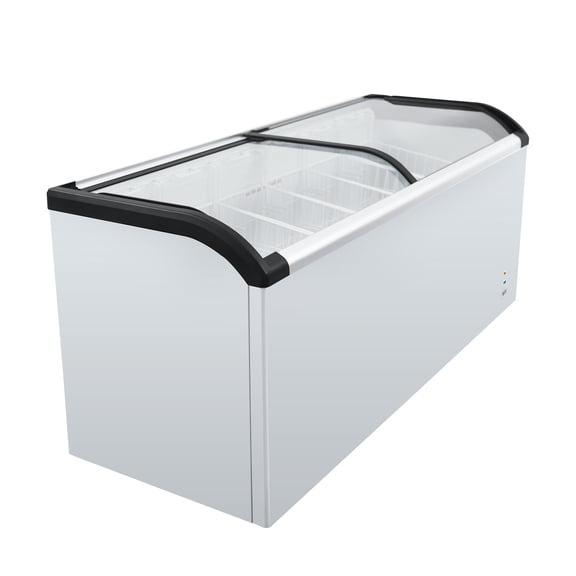 WURESE 19.3 cu. ft. Curved Glass Top Display Freezer, Commercial Chest Freezer with Sliding Lid, White