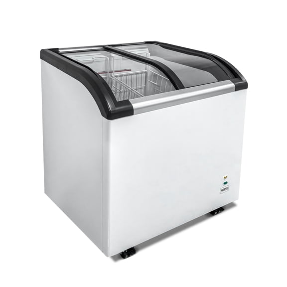 WURESE 4.6 cu. ft. Curved Top Display Freezer, Sliding Glass Lid Commercial Chest Freezer, White