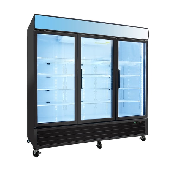 WURESE 70 cu. ft. Glass Door Merchandiser Freezer, Commercial Reach-In Swing Door Display Freezer with LED Lighting, Upright Freezer